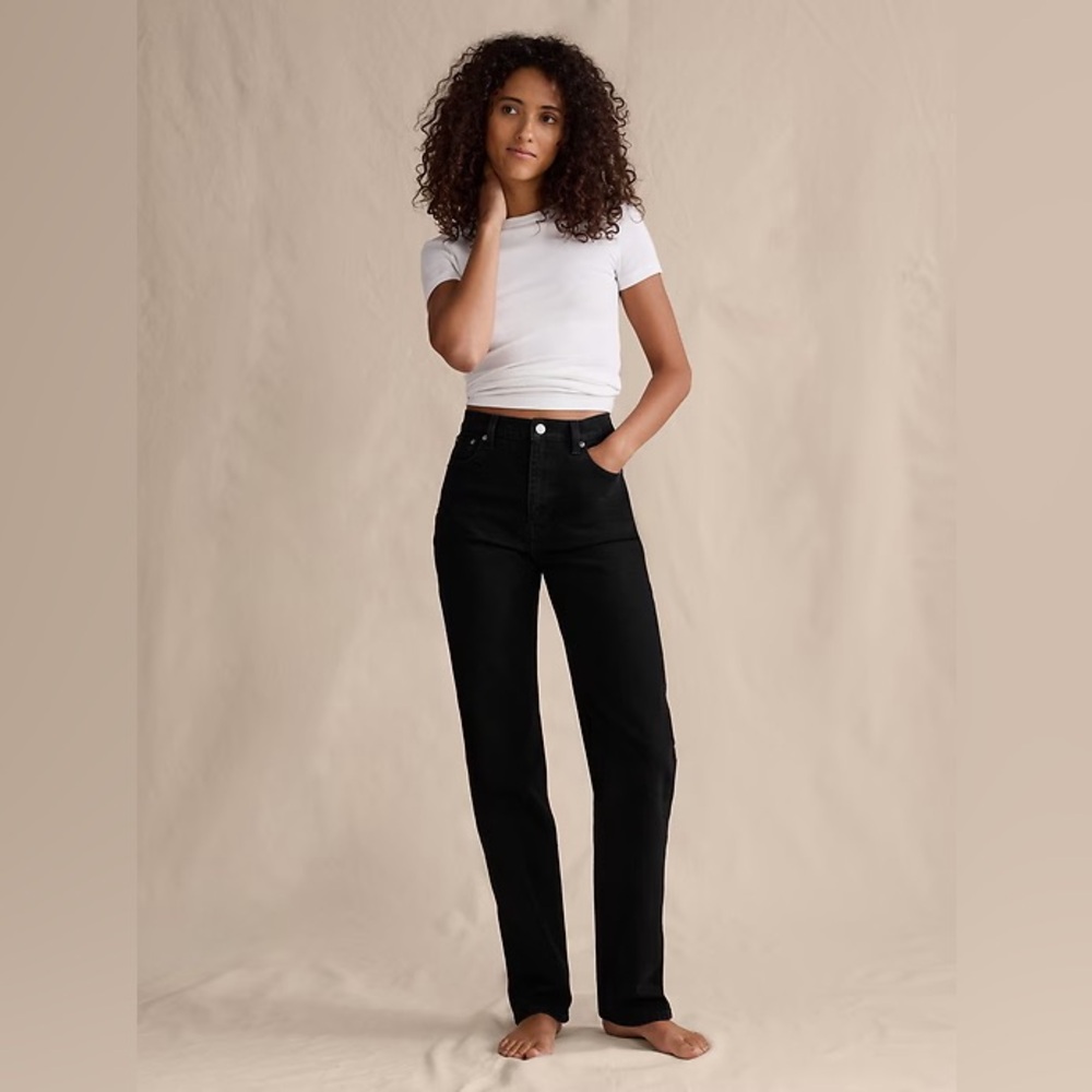 NWT! BANANA REPUBLIC BLACK RINSE WASH HIGH-RISE 90S STRAIGHT JEAN - SIZE 27🩷